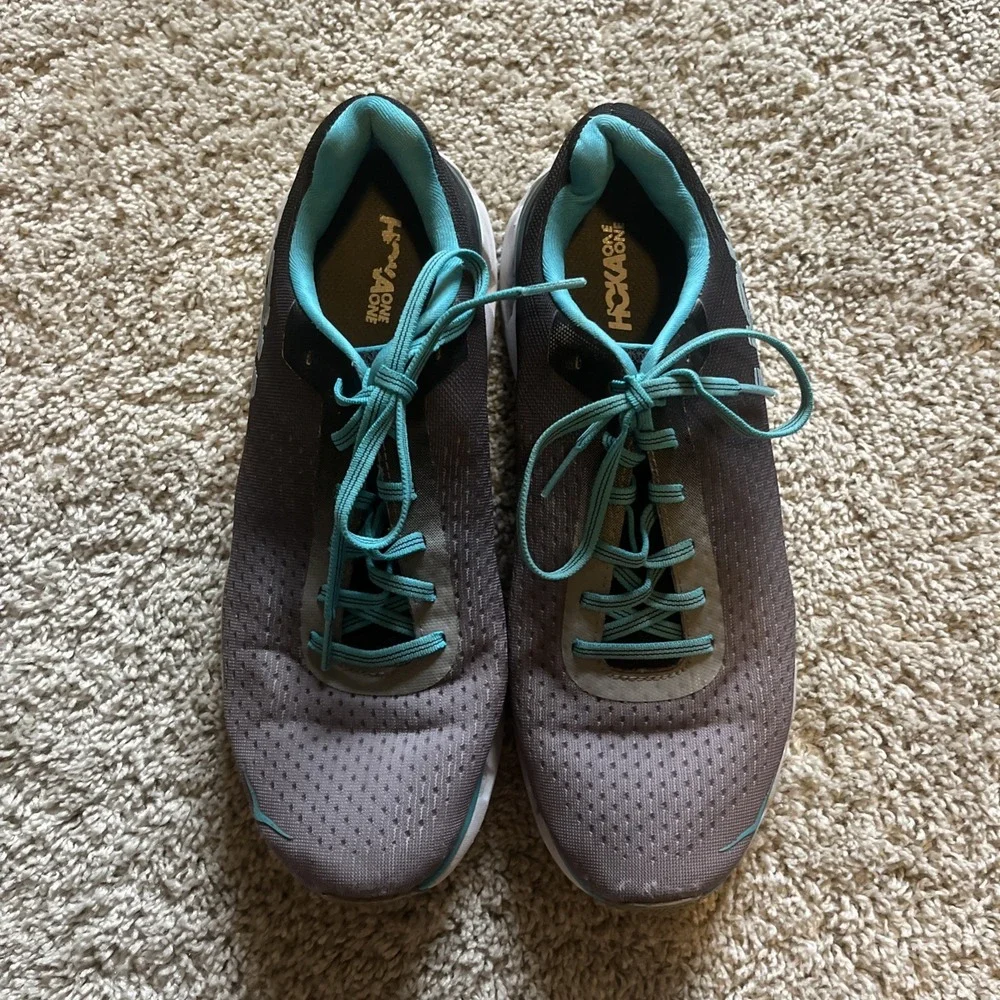 HOKA One One Elevon Teal Gray Running‎ Shoes 1019268 Women's Size 9 Lace Up
